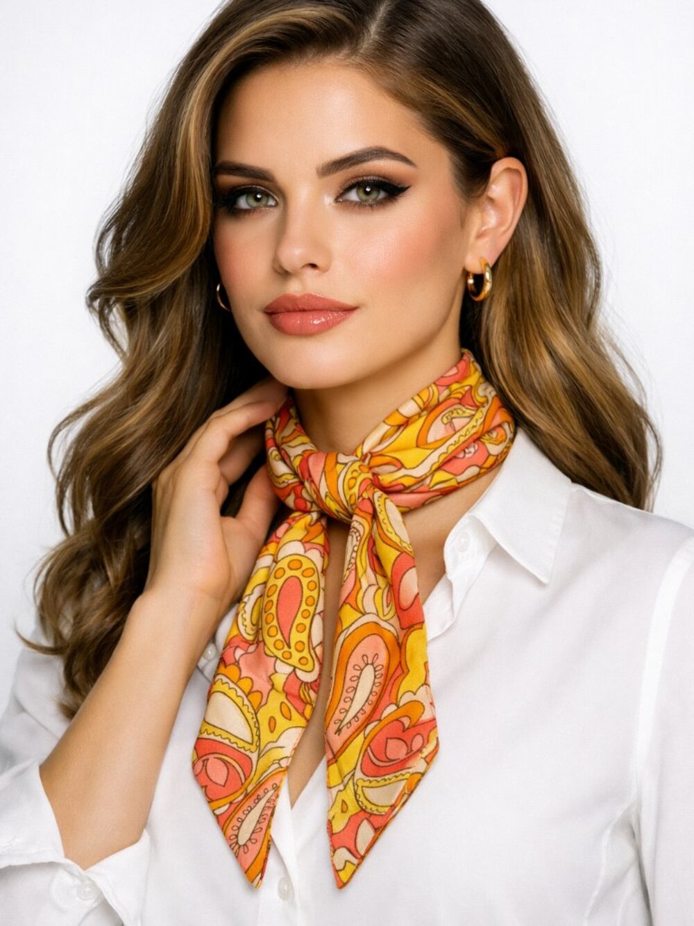 Retro Paisley / Silk‑Look / Vintage Boho Scarf